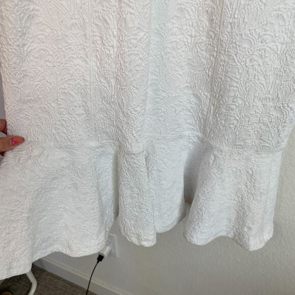 Opening Ceremony Textured White O-Ring Ruffle Hem Midi Dress - Picture 10 of 16